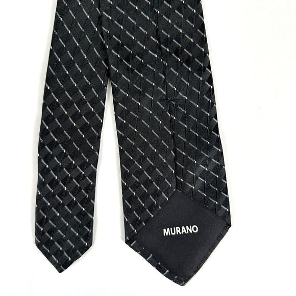 Murano Tie Made In The USA 100% Silk Black and White - Picture 3 of 11